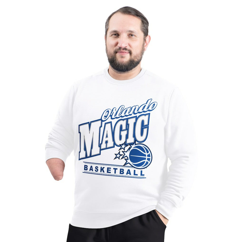 White Orlando Magic G-III Sports by Carl Banks Adaptive Headliner Fleece Crewneck Sweatshirt | NBA