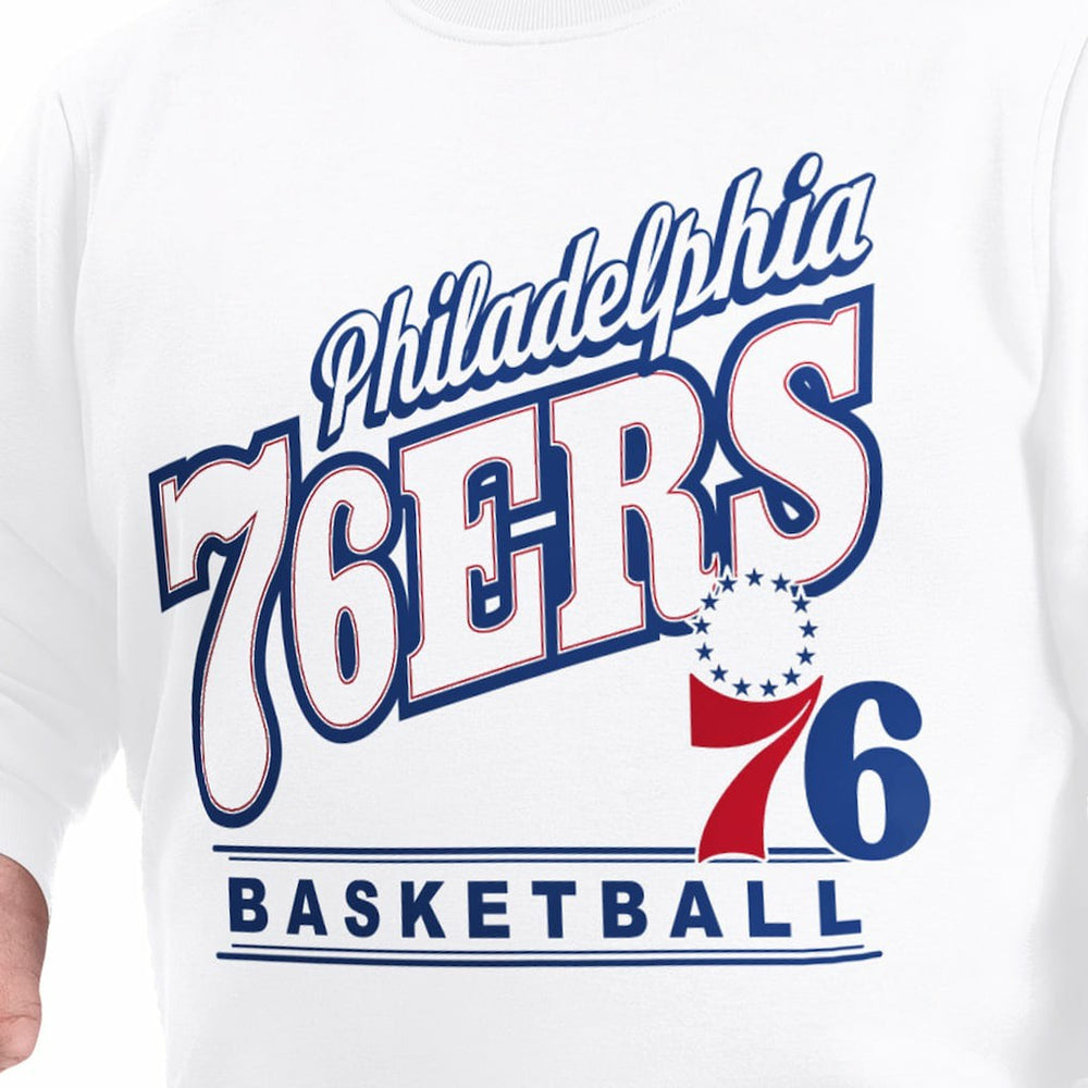 White Philadelphia 76ers G-III Sports by Carl Banks Adaptive Headliner Fleece Crewneck Sweatshirt | NBA