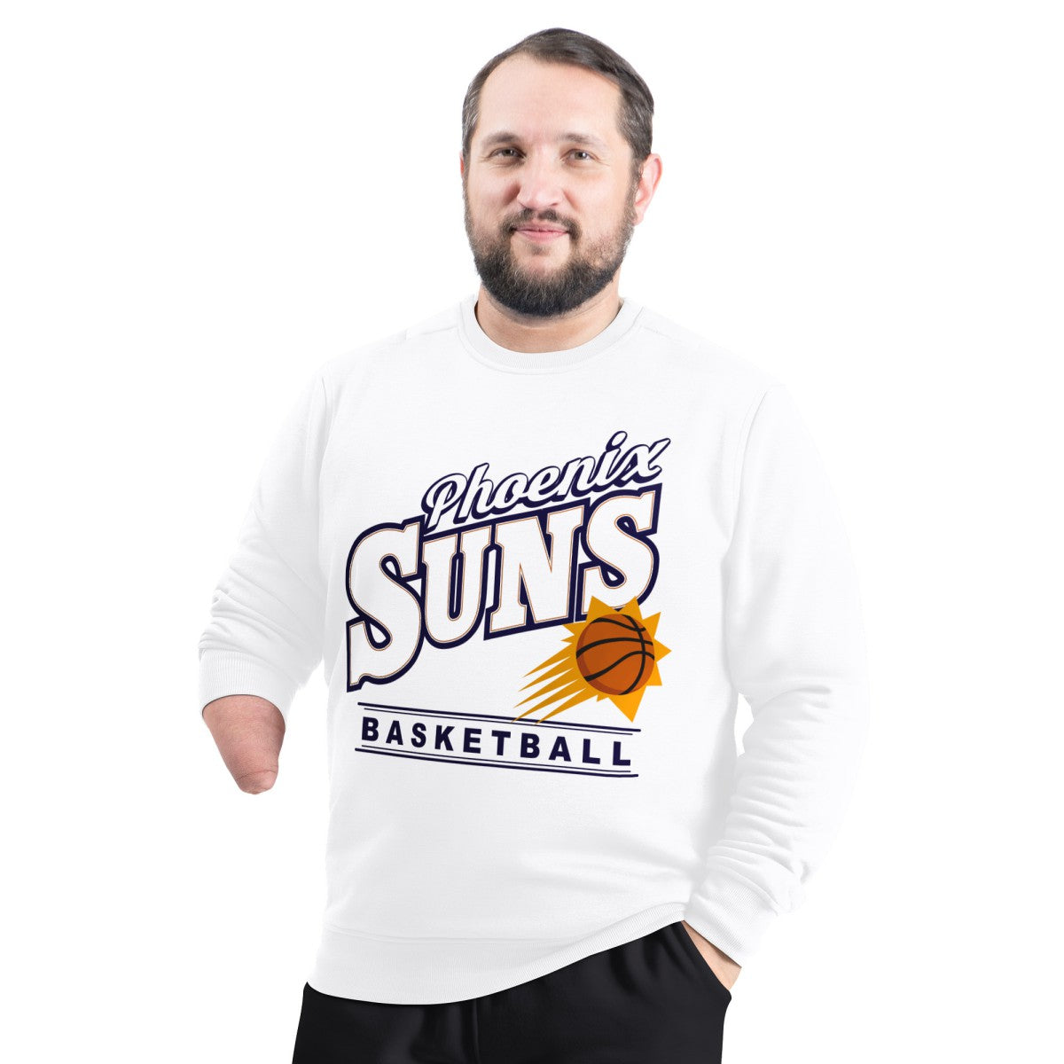 White Phoenix Suns G-III Sports by Carl Banks Adaptive Headliner Fleece Crewneck Sweatshirt | NBA