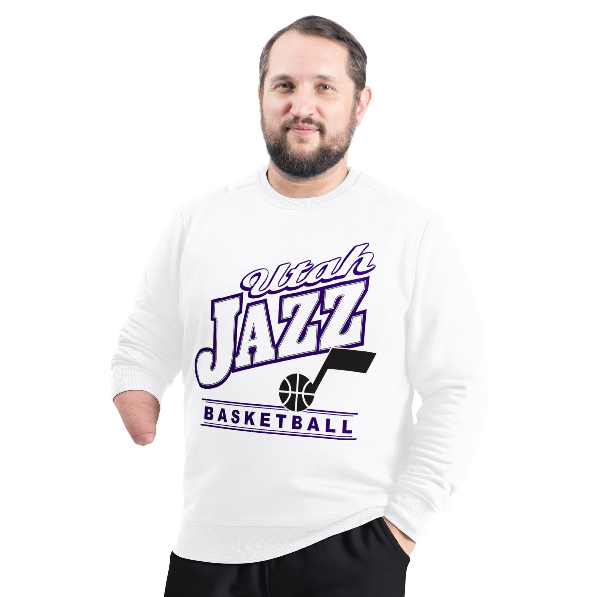 White Utah Jazz G-III Sports by Carl Banks Adaptive Headliner Fleece Crewneck Sweatshirt | NBA