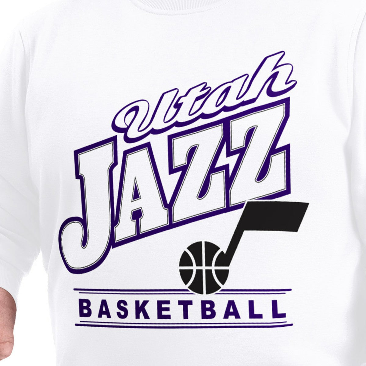 White Utah Jazz G-III Sports by Carl Banks Adaptive Headliner Fleece Crewneck Sweatshirt | NBA