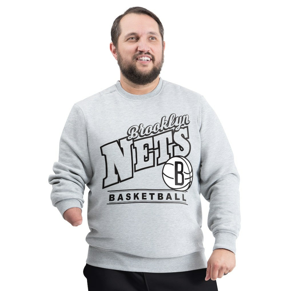 Gray Brooklyn Nets G-III Sports by Carl Banks Adaptive Headliner Fleece Crewneck Sweatshirt | NBA