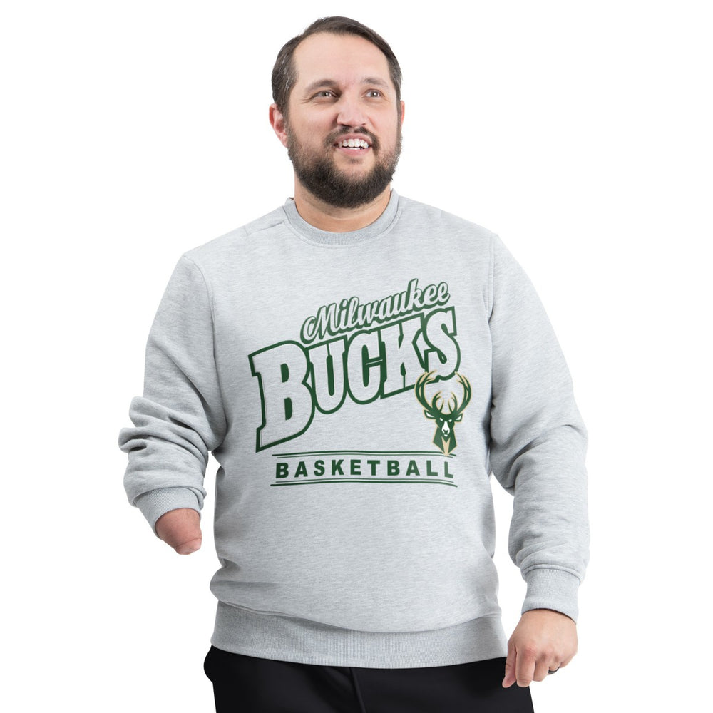 Gray Milwaukee Bucks G-III Sports by Carl Banks Adaptive Headliner Fleece Crewneck Sweatshirt | NBA