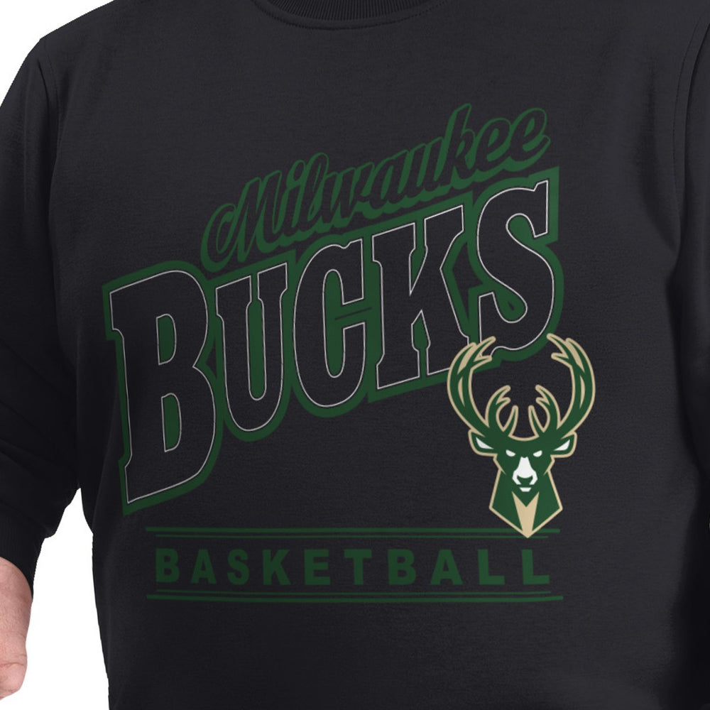 Black Milwaukee Bucks G-III Sports by Carl Banks Adaptive Headliner Fleece Crewneck Sweatshirt | NBA