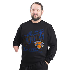 Black New York Knicks G-III Sports by Carl Banks Adaptive Headliner Fleece Crewneck Sweatshirt | NBA