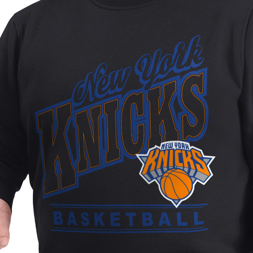 Black New York Knicks G-III Sports by Carl Banks Adaptive Headliner Fleece Crewneck Sweatshirt | NBA