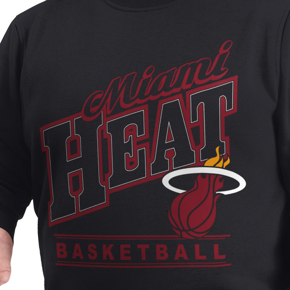 Black Miami Heat G-III Sports by Carl Banks Adaptive Headliner Fleece Crewneck Sweatshirt | NBA