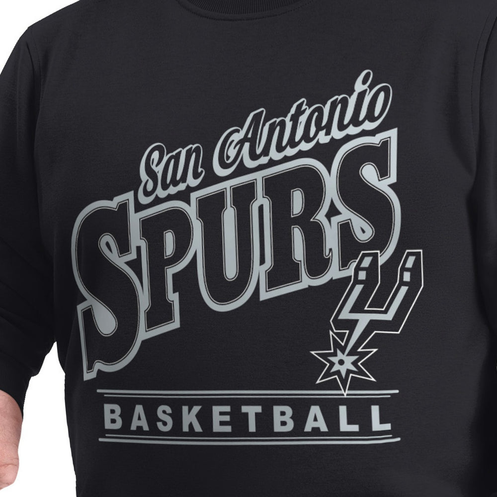 Black San Antonio Spurs G-III Sports by Carl Banks Adaptive Headliner Fleece Crewneck Sweatshirt | NBA