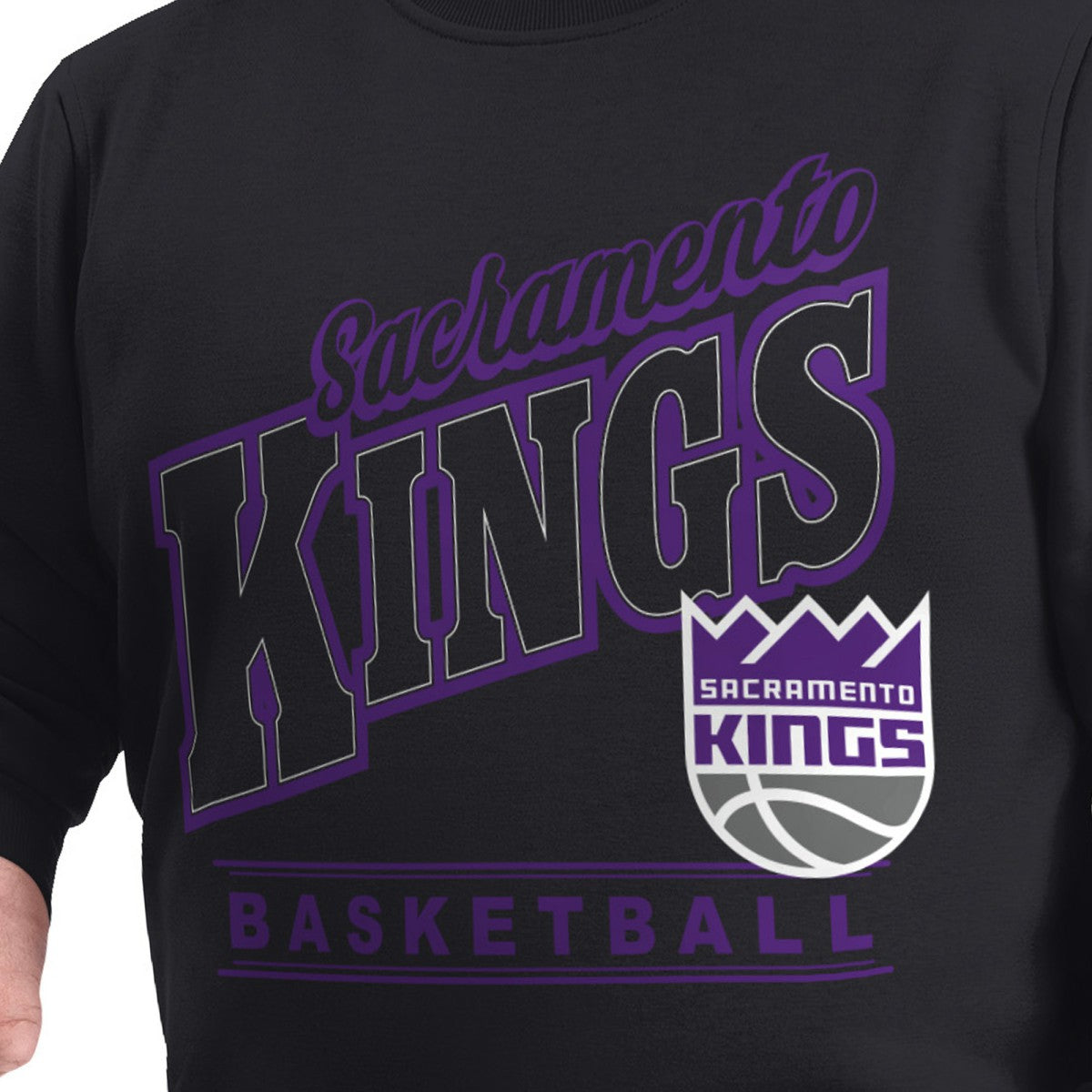 Black Sacramento Kings G-III Sports by Carl Banks Adaptive Headliner Fleece Crewneck Sweatshirt | NBA