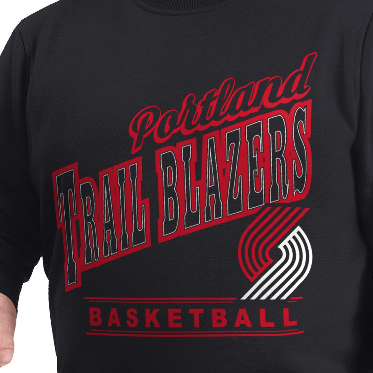 Black Portland Trail Blazers G-III Sports by Carl Banks Adaptive Headliner Fleece Crewneck Sweatshirt | NBA