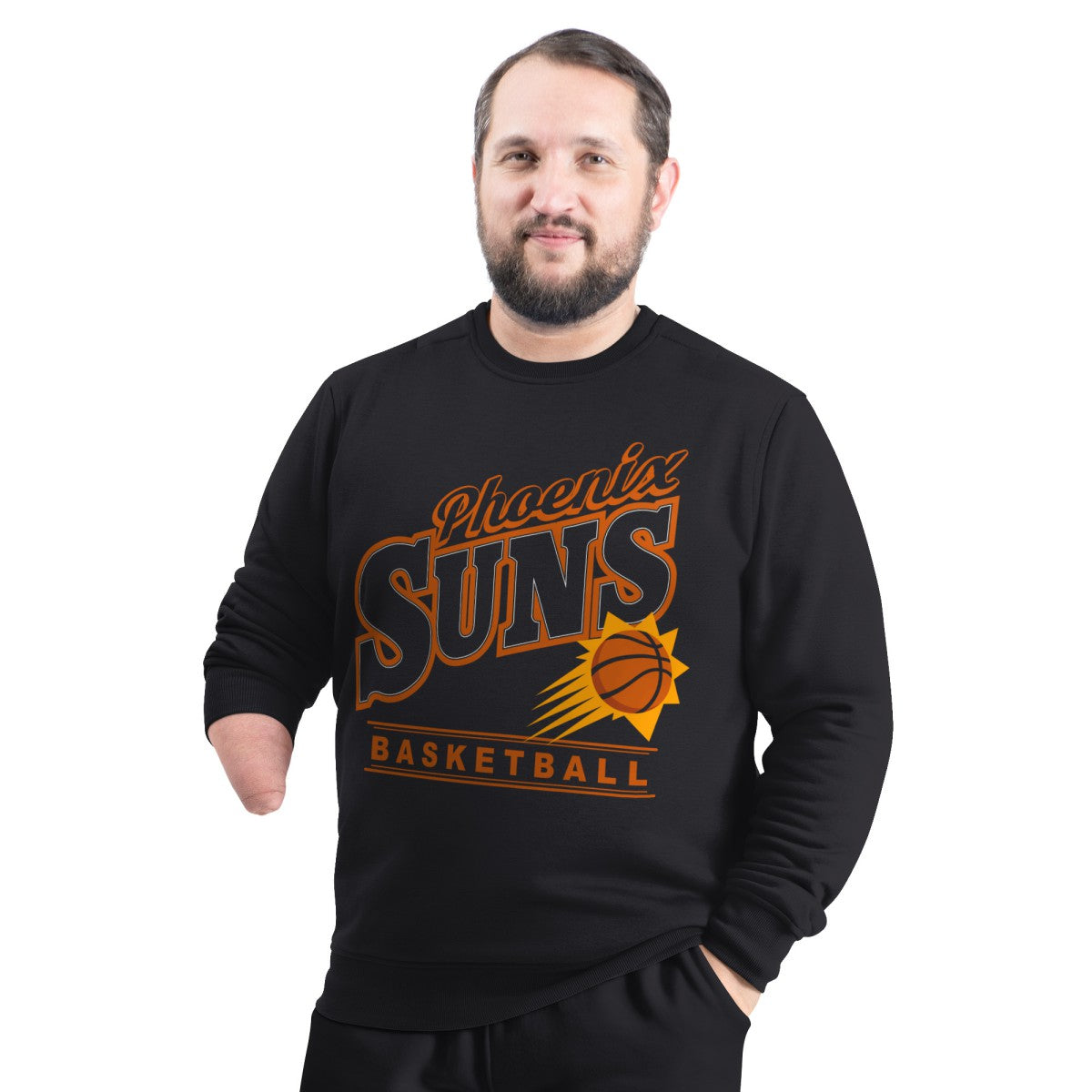 Black Phoenix Suns G-III Sports by Carl Banks Adaptive Headliner Fleece Crewneck Sweatshirt | NBA