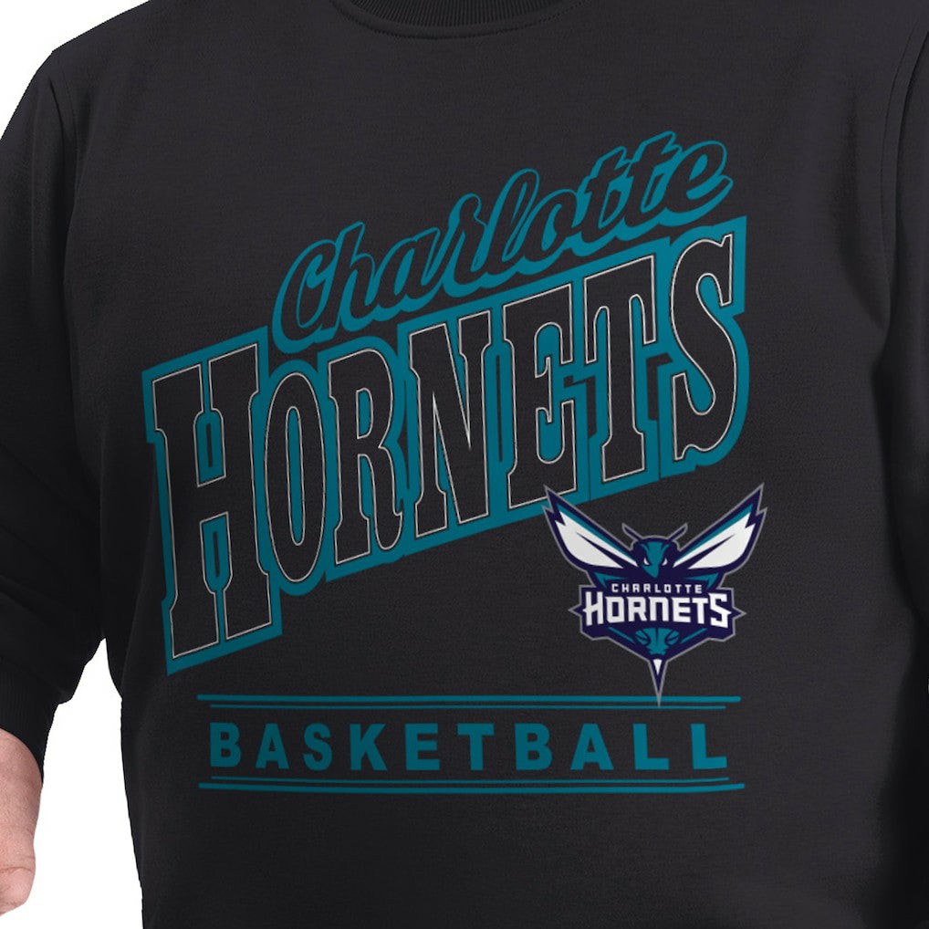 Black Charlotte Hornets G-III Sports by Carl Banks Adaptive Headliner Fleece Crewneck Sweatshirt | NBA