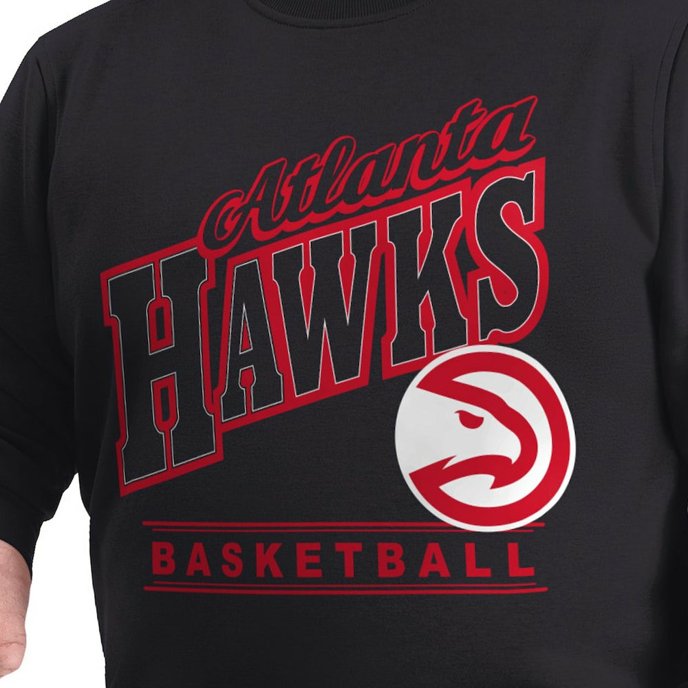 Black Atlanta Hawks G-III Sports by Carl Banks Adaptive Headliner Fleece Crewneck Sweatshirt | NBA
