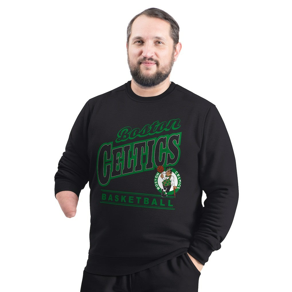Black Boston Celtics G-III Sports by Carl Banks Adaptive Headliner Fleece Crewneck Sweatshirt | NBA