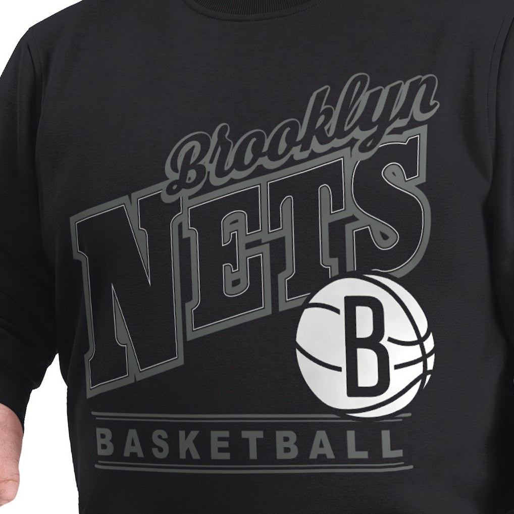 Black Brooklyn Nets G-III Sports by Carl Banks Adaptive Headliner Fleece Crewneck Sweatshirt | NBA
