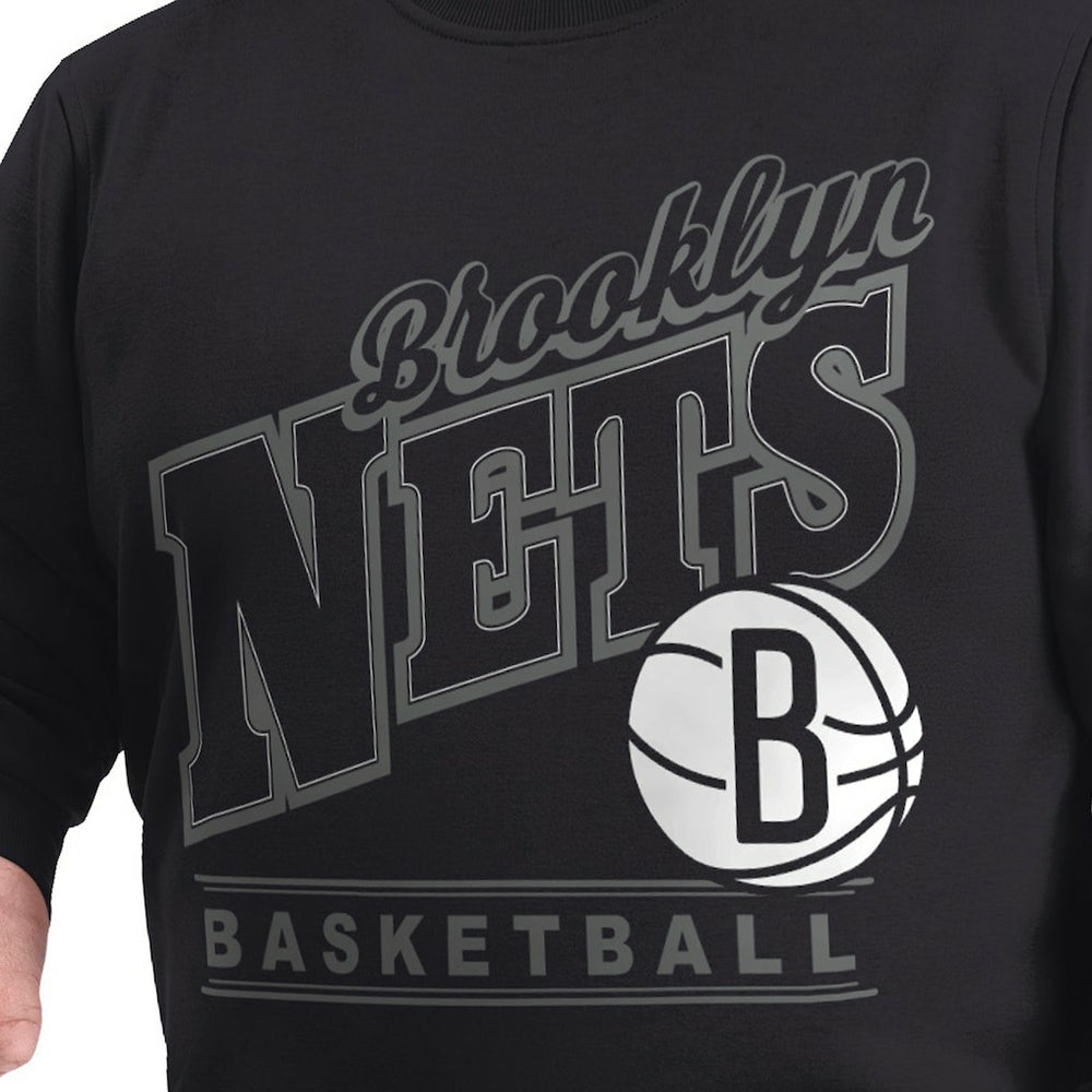 Black Brooklyn Nets G-III Sports by Carl Banks Adaptive Headliner Fleece Crewneck Sweatshirt | NBA