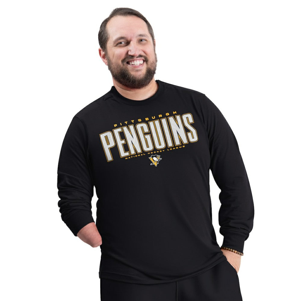 Pittsburgh Penguins G-III Sports by Carl Banks Adaptive Mesh Effect Long Sleeve T-Shirt -  NHL T-shirts