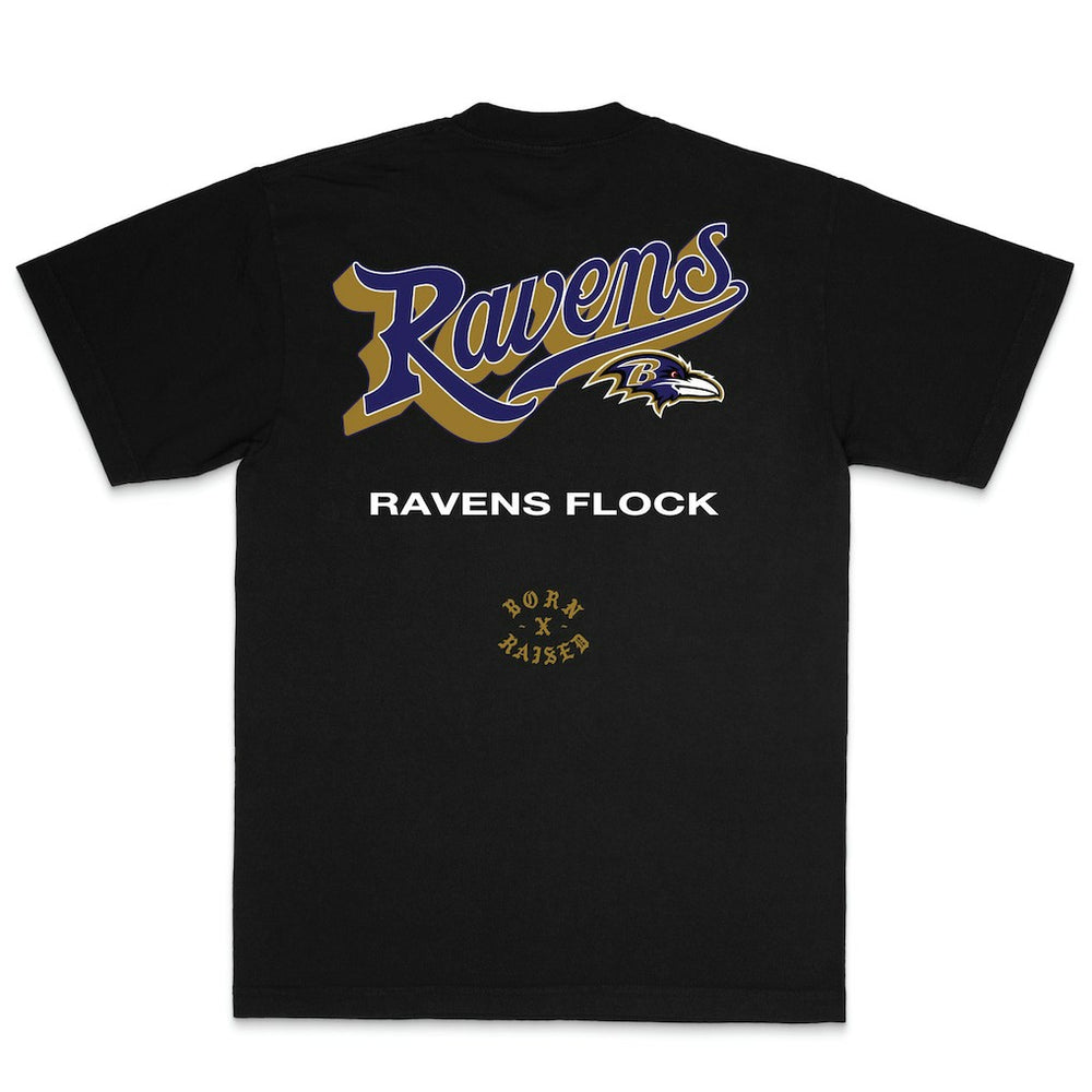 Baltimore Ravens Born x Raised Unisex Pro Script T-Shirt | NFL Discount