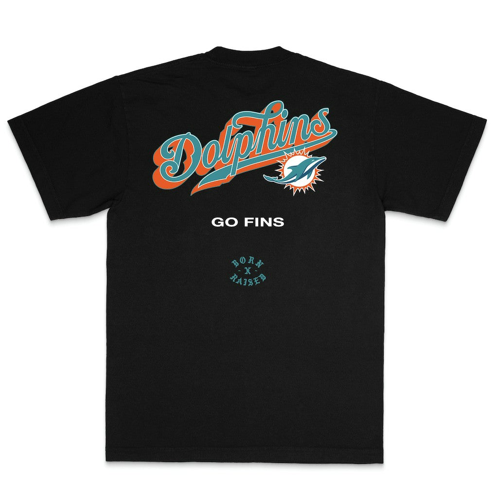 Miami Dolphins Born x Raised Unisex Pro Script T-Shirt | NFL Discount