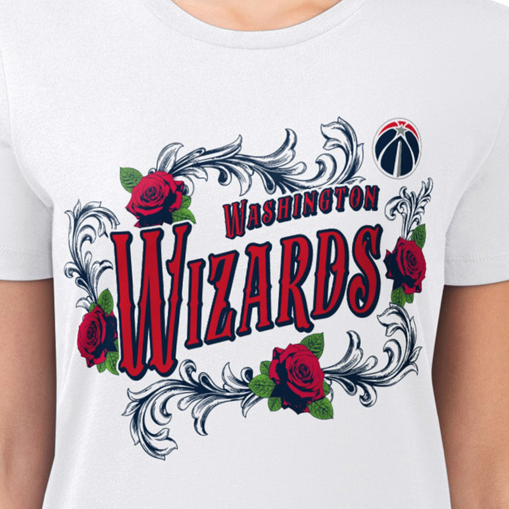 White Washington Wizards G-III 4Her by Carl Banks Women's Super-Slim Fit Lightweight Roses Crew Neck T-Shirt | NBA