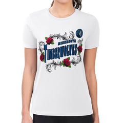 White Minnesota Timberwolves G-III 4Her by Carl Banks Women's Super-Slim Fit Lightweight Roses Crew Neck T-Shirt | NBA