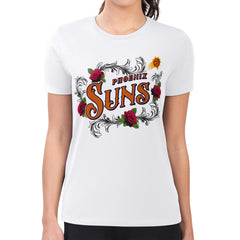 White Phoenix Suns G-III 4Her by Carl Banks Women's Super-Slim Fit Lightweight Roses Crew Neck T-Shirt | NBA