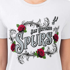 White San Antonio Spurs G-III 4Her by Carl Banks Women's Super-Slim Fit Lightweight Roses Crew Neck T-Shirt | NBA