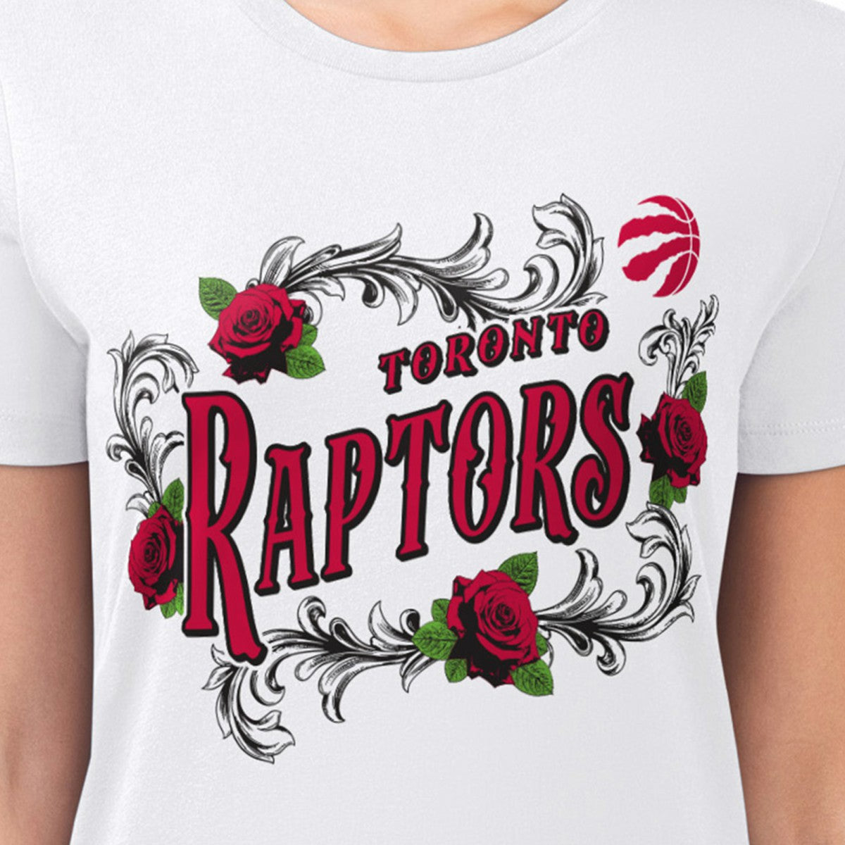 White Toronto Raptors G-III 4Her by Carl Banks Women's Super-Slim Fit Lightweight Roses Crew Neck T-Shirt | NBA
