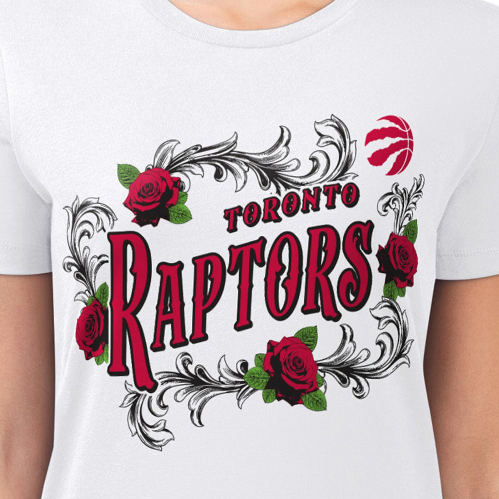 White Toronto Raptors G-III 4Her by Carl Banks Women's Super-Slim Fit Lightweight Roses Crew Neck T-Shirt | NBA