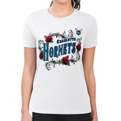 White Charlotte Hornets G-III 4Her by Carl Banks Women's Super-Slim Fit Lightweight Roses Crew Neck T-Shirt | NBA