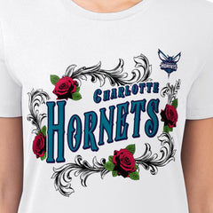 White Charlotte Hornets G-III 4Her by Carl Banks Women's Super-Slim Fit Lightweight Roses Crew Neck T-Shirt | NBA