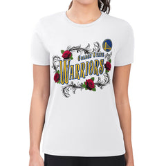 White Golden State Warriors G-III 4Her by Carl Banks Women's Super-Slim Fit Lightweight Roses Crew Neck T-Shirt sale | NBA