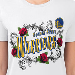 White Golden State Warriors G-III 4Her by Carl Banks Women's Super-Slim Fit Lightweight Roses Crew Neck T-Shirt sale | NBA