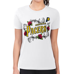 White Indiana Pacers G-III 4Her by Carl Banks Women's Super-Slim Fit Lightweight Roses Crew Neck T-Shirt | NBA