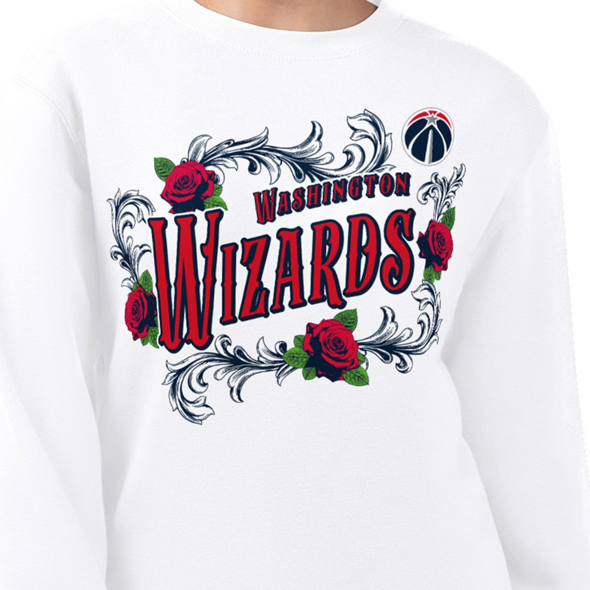 White Washington Wizards G-III 4Her by Carl Banks Women's Roses Fleece Tri-Blend Sweatshirt | NBA