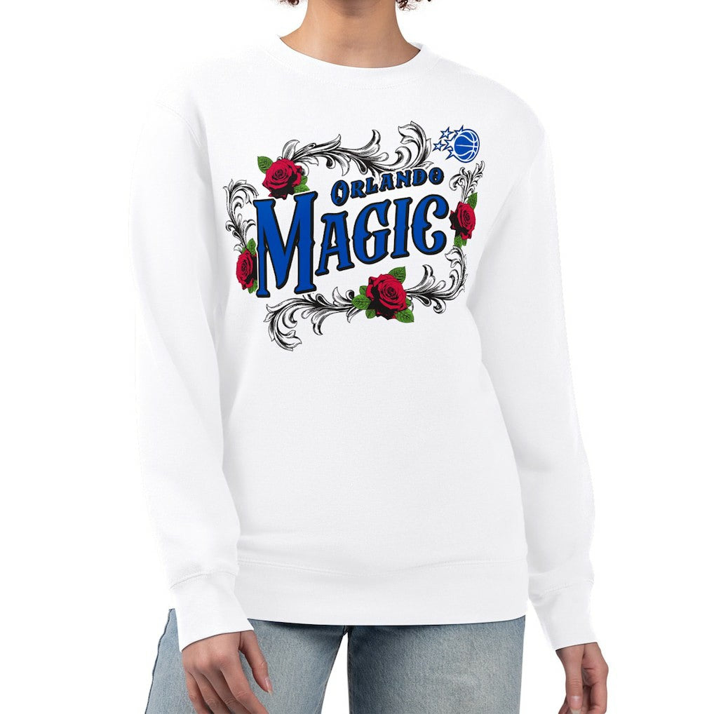 White Orlando Magic G-III 4Her by Carl Banks Women's Roses Fleece Tri-Blend Sweatshirt | NBA