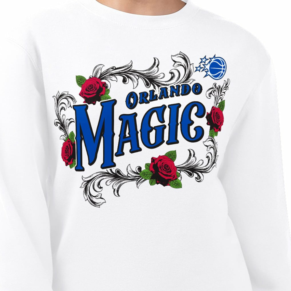 White Orlando Magic G-III 4Her by Carl Banks Women's Roses Fleece Tri-Blend Sweatshirt | NBA