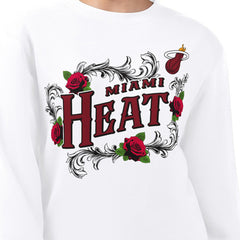 White Miami Heat G-III 4Her by Carl Banks Women's Roses Fleece Tri-Blend Sweatshirt | NBA