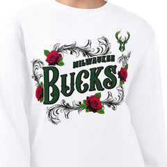 White Milwaukee Bucks G-III 4Her by Carl Banks Women's Roses Fleece Tri-Blend Sweatshirt | NBA