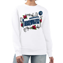 White Minnesota Timberwolves G-III 4Her by Carl Banks Women's Roses Fleece Tri-Blend Sweatshirt | NBA