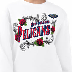 White New Orleans Pelicans G-III 4Her by Carl Banks Women's Roses Fleece Tri-Blend Sweatshirt | NBA