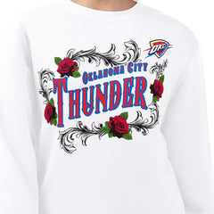 White Oklahoma City Thunder G-III 4Her by Carl Banks Women's Roses Fleece Tri-Blend Sweatshirt | NBA