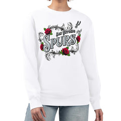 White San Antonio Spurs G-III 4Her by Carl Banks Women's Roses Fleece Tri-Blend Sweatshirt | NBA