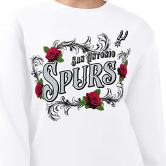 White San Antonio Spurs G-III 4Her by Carl Banks Women's Roses Fleece Tri-Blend Sweatshirt | NBA