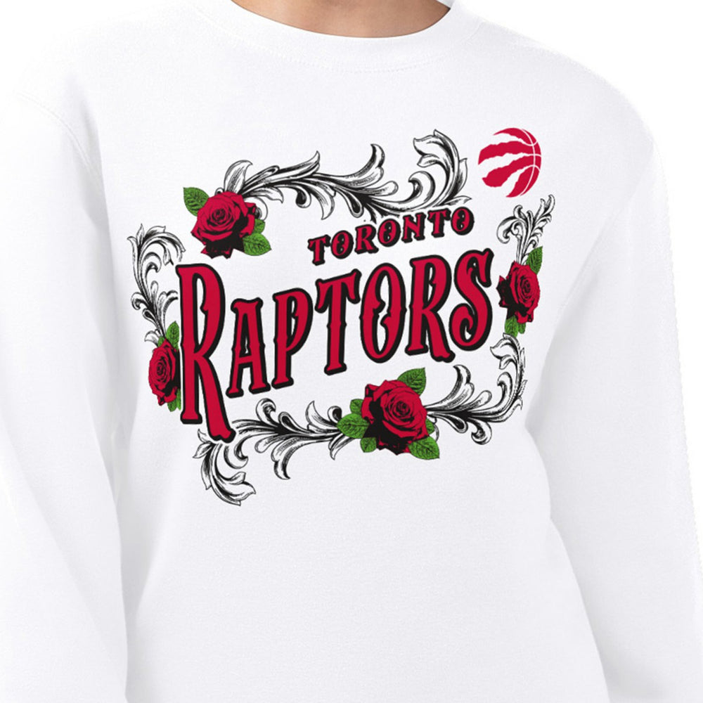 White Toronto Raptors G-III 4Her by Carl Banks Women's Roses Fleece Tri-Blend Sweatshirt | NBA