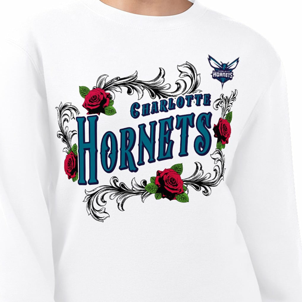White Charlotte Hornets G-III 4Her by Carl Banks Women's Roses Fleece Tri-Blend Sweatshirt | NBA