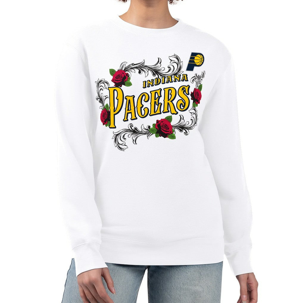 White Indiana Pacers G-III 4Her by Carl Banks Women's Roses Fleece Tri-Blend Sweatshirt | NBA
