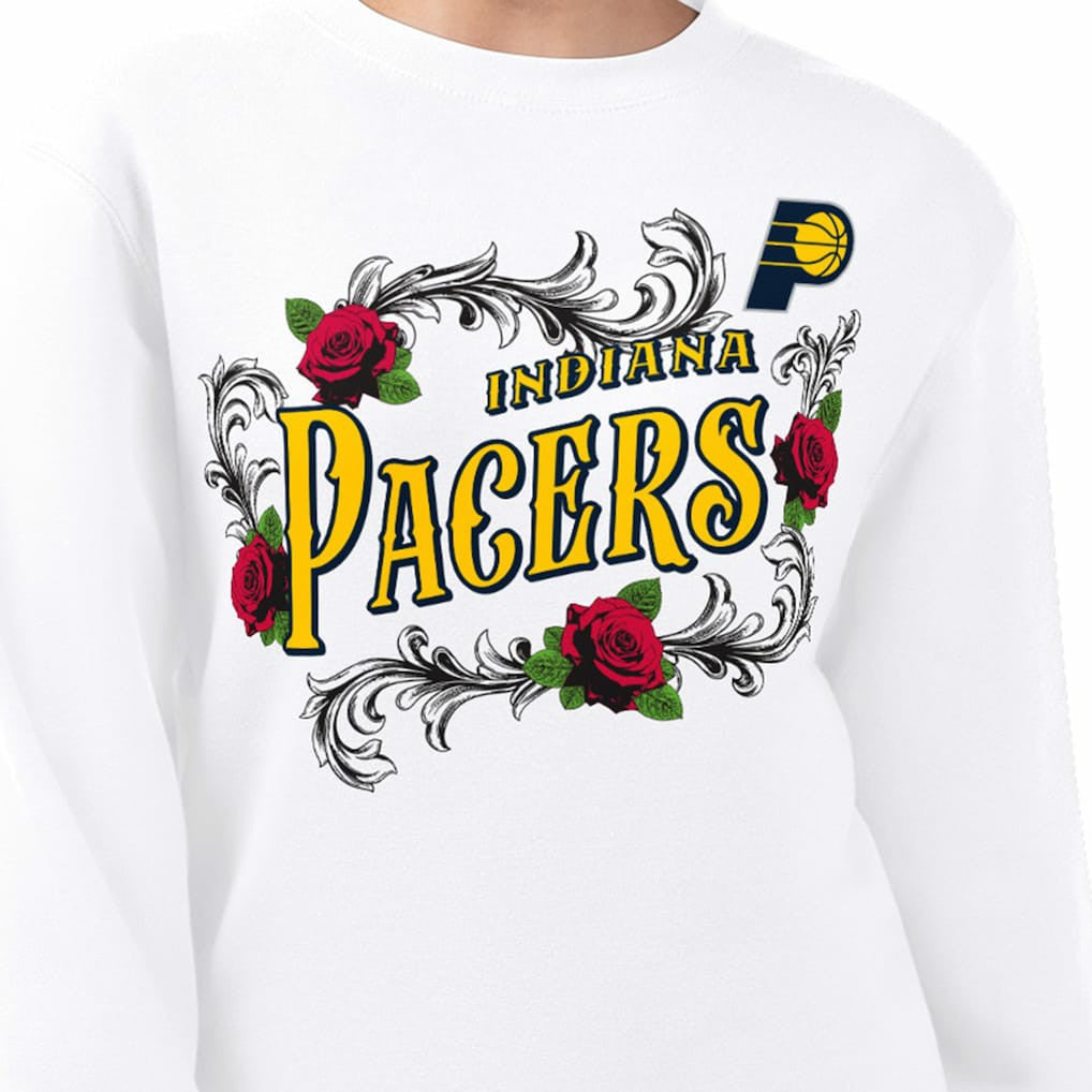 White Indiana Pacers G-III 4Her by Carl Banks Women's Roses Fleece Tri-Blend Sweatshirt | NBA
