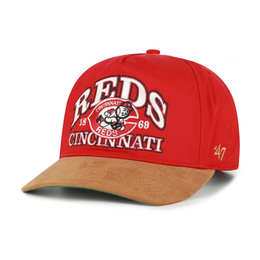 Cincinnati Reds '47 Cooperstown Break Wood Suede Hitch Adjustable Hat - MLB Hats