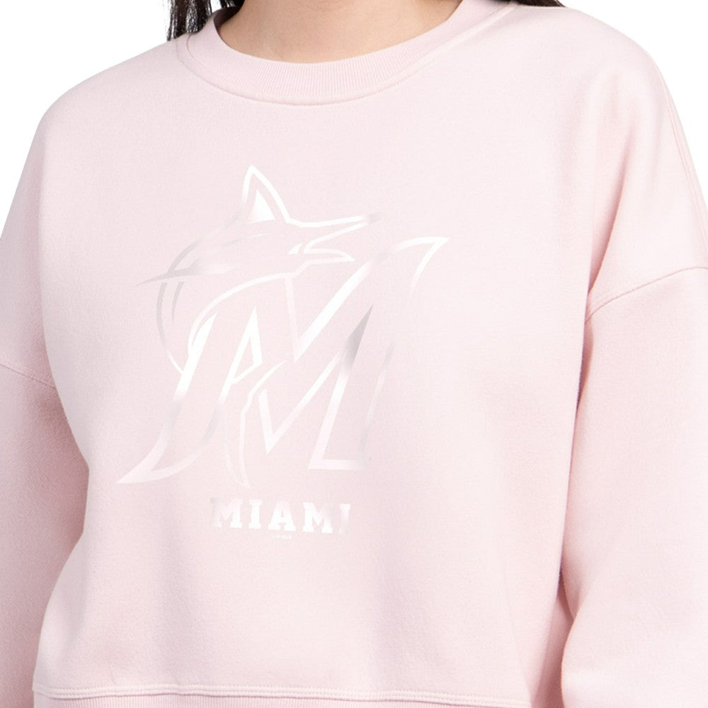 Miami Marlins Starter Women's Pastels Boxy Fleece Sweatshirt - MLB Sweatshirts